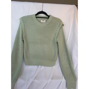 Abercrombie & Fitch Womens XS Green Chunky Fuzzy Knit Sweater Cropped